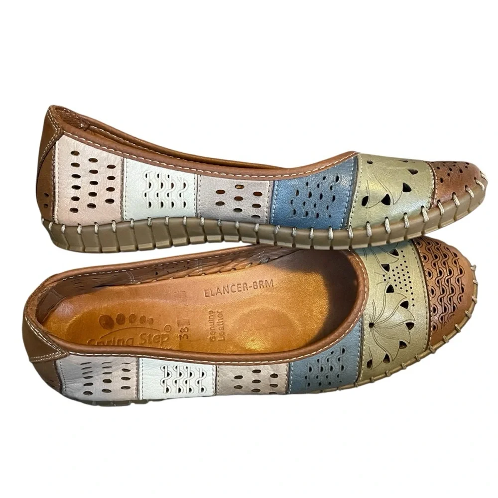 Spring Step Elancer Leather Ballerina Shoes EU 38